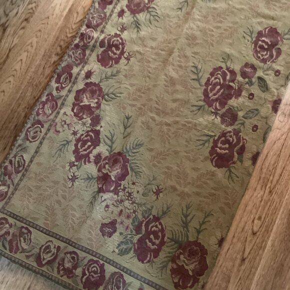 SISILIA Cotton Chenille Throw Blanket Baroque Rose Floral Tapestry Cottage 56x56 - Picture 4 of 5